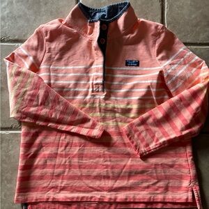 L.L. Bean Coral and White Striped Top